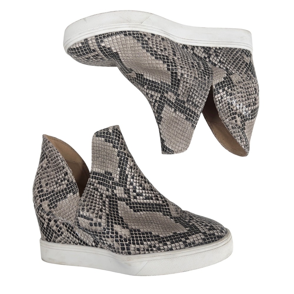 MIA Kate Women's Snake Print Wedge Sneakers Grey Black Cutout Booties M 8 - Picture 9 of 9